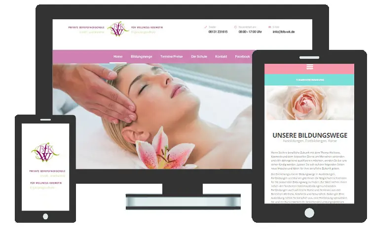 Webseite von Private Berufsfachschule für Wellness & Kosmetik